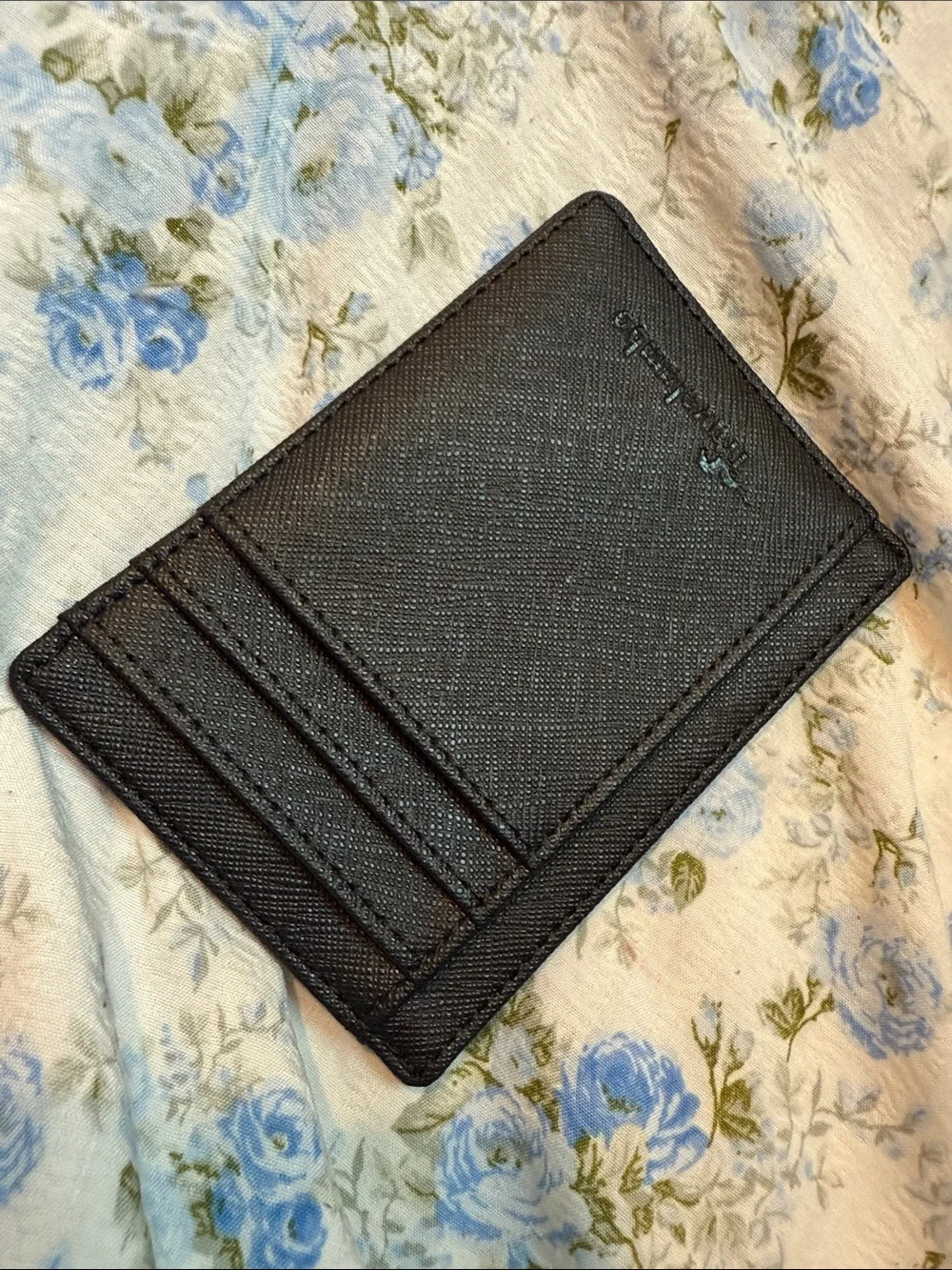 Travelambo Men’s Cross Grain Black Slim Card Holder Minimalist